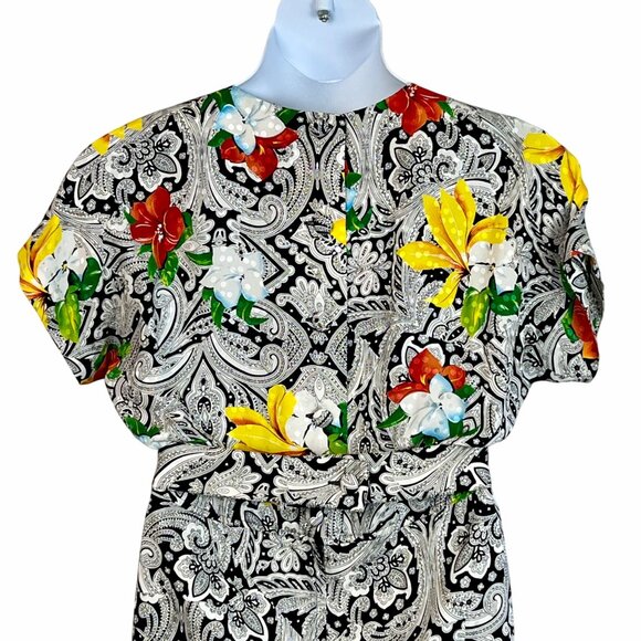 Richie Freeman For Teri Jon Silk Floral & Paisley Print Dress Midi Length Sz 10 - Picture 12 of 16